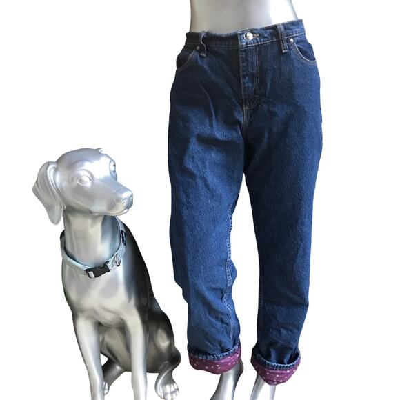 Cabela's Flannel Lined  Purple Polka Dot Jeans Women’s Size 12 R - Picture 3 of 7